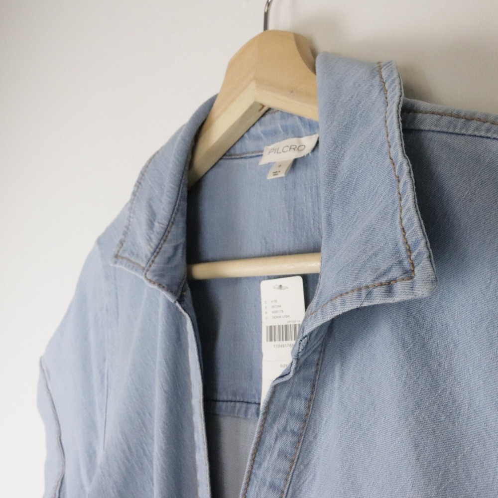 NWT Anthropologie Pilcro Greer Denim Midi Shirtdress Small Light Wash Blue Dress - Picture 5 of 12